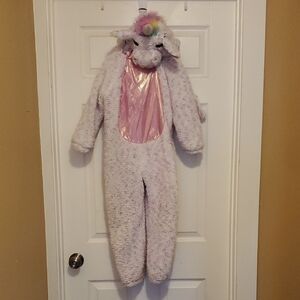 Fluffy, Thick, And Cozy Kids Unicorn Costume - Pink With Rainbow Accents 5-6T